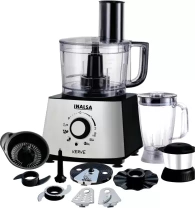 Inalsa Verve 800W Food Processor with 100% Pure Copper Motor| 2 Multipurpose Jars & 11 Accessories 800 W Food Processor  (Black/Rose Gold) Inalsa Verve 800W Food Processor with 100% Pure Copper Motor| 2 Multipurpose Jars & 11 Accessories 800 W Food Processor  (Black/Rose Gold)